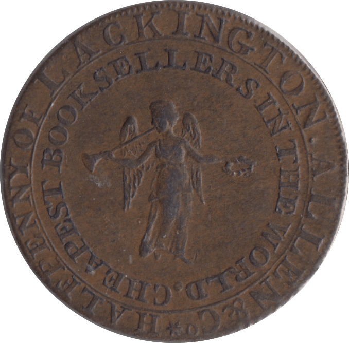 1794 HALFPENNY TOKEN MIDDLESEX J.LACKINGTON CHEAPEST BOOKSELLER FAME ANGEL TRUMPET - HALFPENNY TOKENS - Cambridgeshire Coins