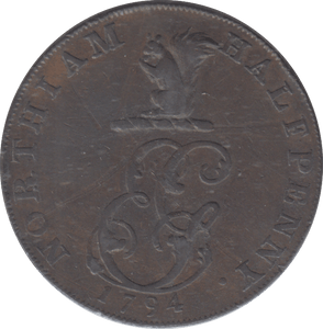 1794 NORTHIAM HALFPENNY TOKEN - HALFPENNY TOKEN - Cambridgeshire Coins