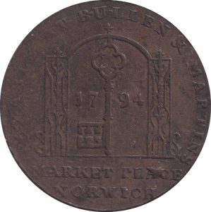 1794 NORWICH HALFPENNY TOKEN - HALFPENNY TOKEN - Cambridgeshire Coins