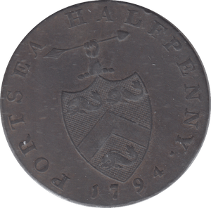 1794 PORTSEA HALFPENNY TOKEN - HALFPENNY TOKEN - Cambridgeshire Coins