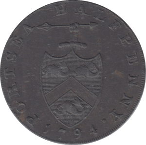 1794 PORTSEA HALFPENNY TOKEN - HALFPENNY TOKEN - Cambridgeshire Coins