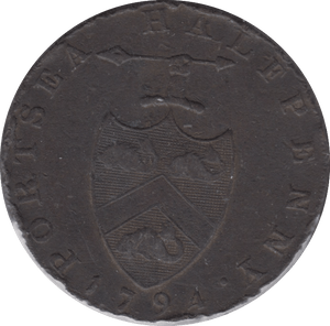 1794 PORTSEA HALFPENNY TOKEN - HALFPENNY TOKENS - Cambridgeshire Coins