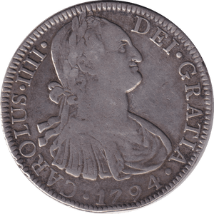 1794 SILVER 8 REALES MEXICO SPANISH COLONY - SILVER WORLD COINS - Cambridgeshire Coins
