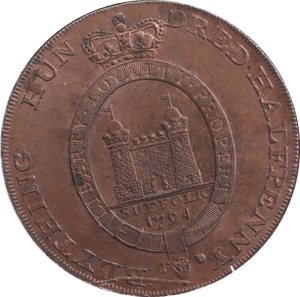 1794 SUFFOLK YEOMANRY HALFPENNY TOKEN - HALFPENNY TOKEN - Cambridgeshire Coins