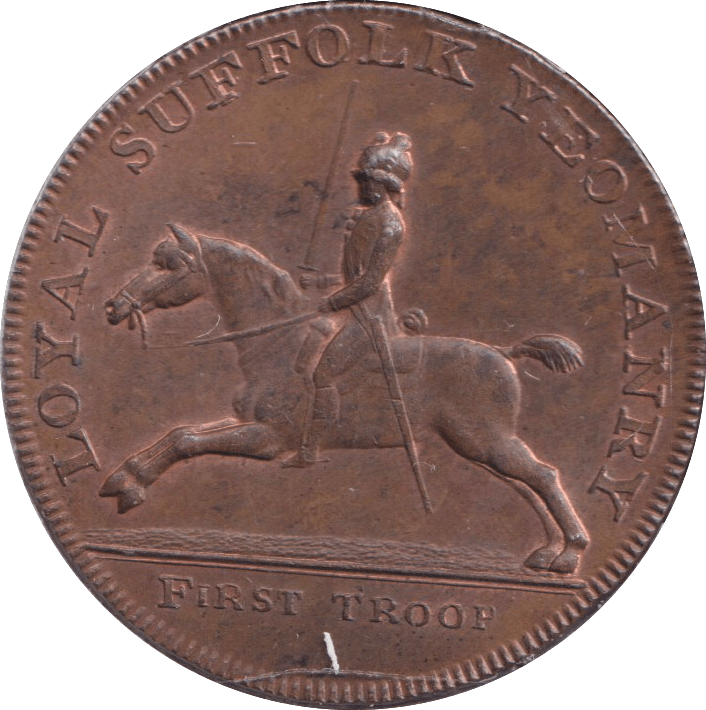 1794 SUFFOLK YEOMANRY HALFPENNY TOKEN - HALFPENNY TOKEN - Cambridgeshire Coins