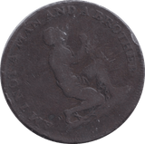 1795 AM I NOT A MAN ANTI SLAVERY HALFPENNY TOKEN - HALFPENNY TOKEN - Cambridgeshire Coins