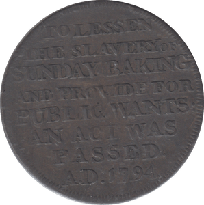 1795 BAKERS HALFPENNY TOKEN - HALFPENNY - Cambridgeshire Coins