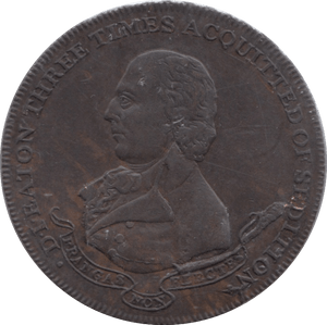 1795 D I EATON ACQUITTAL HALFPENNY TOKEN MIDDLESEX - HALFPENNY TOKENS - Cambridgeshire Coins