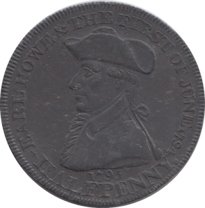 1795 EARL HOWEL HALFPENNY TOKEN - Halfpenny - Cambridgeshire Coins