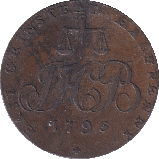 1795 GRINSTEAD HALFPENNY TOKEN - HALFPENNY TOKEN - Cambridgeshire Coins