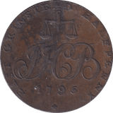 1795 GRINSTEAD HALFPENNY TOKEN - HALFPENNY TOKEN - Cambridgeshire Coins