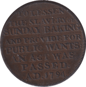 1795 HALF PENNY TOKEN BAKERS - HALFPENNY TOKEN - Cambridgeshire Coins