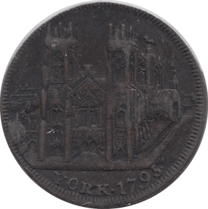 1795 HALFPENNY CONDER CLIFFORDS TOWER TOKEN YORK - HALFPENNY TOKENS - Cambridgeshire Coins