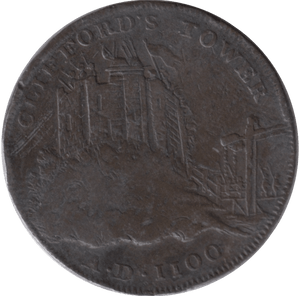 1795 HALFPENNY CONDER TOKEN CLIFFORDS TOWER YORK - HALFPENNY TOKENS - Cambridgeshire Coins