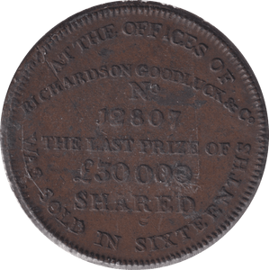 1795 HALFPENNY CUTTERS TOKEN RICHARDSONS MIDDLESEX - HALFPENNY TOKEN - Cambridgeshire Coins
