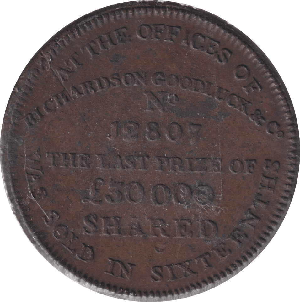 1795 HALFPENNY CUTTERS TOKEN RICHARDSONS MIDDLESEX - HALFPENNY TOKEN - Cambridgeshire Coins