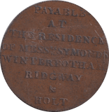 1795 HALFPENNY NEWSGATE PRISON TOKEN NEWSGATE HOLT - HALFPENNY TOKEN - Cambridgeshire Coins