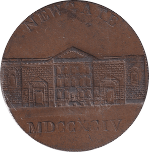1795 HALFPENNY NEWSGATE PRISON TOKEN NEWSGATE HOLT - HALFPENNY TOKEN - Cambridgeshire Coins