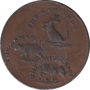 1795 HALFPENNY T HALL TAXIDERMY TOKEN FINSBURY SQUARE - HALFPENNY TOKEN - Cambridgeshire Coins