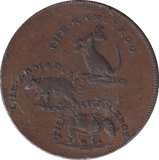 1795 HALFPENNY T HALL TAXIDERMY TOKEN FINSBURY SQUARE - HALFPENNY TOKEN - Cambridgeshire Coins