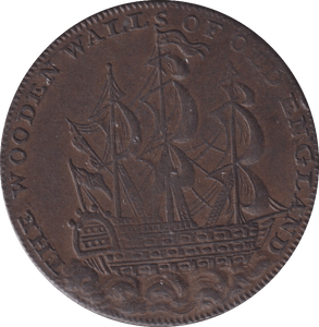 1795 HALFPENNY TOKEN DUKE OF YORK SHIP - HALFPENNY TOKEN - Cambridgeshire Coins