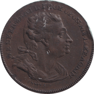 1795 HALFPENNY TOKEN LONDON RUSSEL COURT DAVID GARRICK - HALFPENNY TOKEN - Cambridgeshire Coins