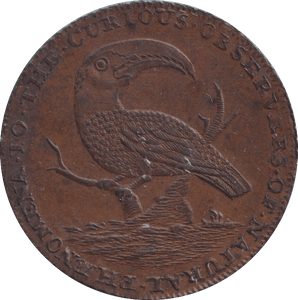 1795 HALFPENNY TOKEN LONDON THOMAS HALL PELICAN - HALFPENNY TOKEN - Cambridgeshire Coins