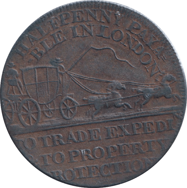 1795 HALFPENNY TOKEN MAIL COACH - HALFPENNY TOKEN - Cambridgeshire Coins