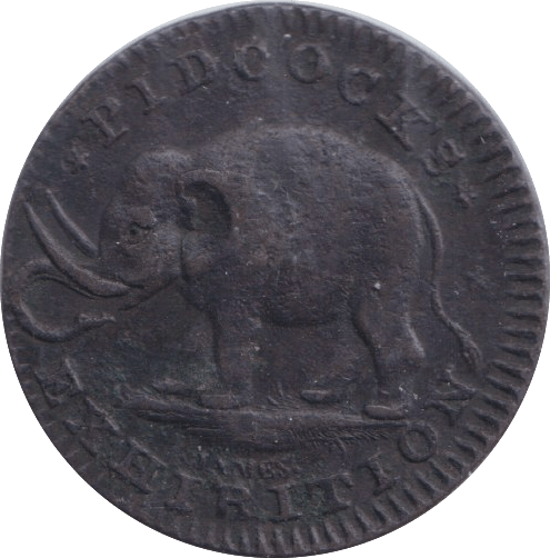 1795 PIDCOCK EXHIBITION FARTHING TOKEN ELEPHANT - FARTHING TOKEN - Cambridgeshire Coins