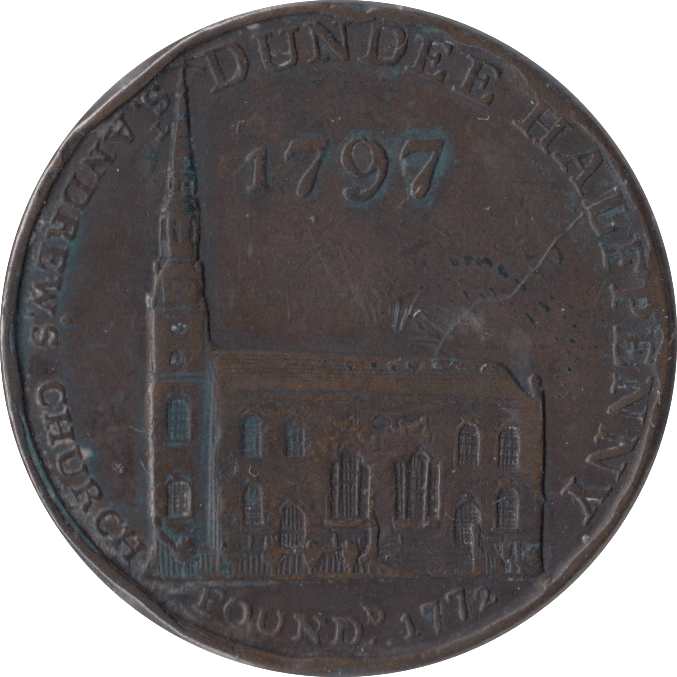 1797 HALFPENNY TOKEN ANGUSHIRE ST ANDREWS CHURCH DUNDEE COWGATE PORT - CHURCH TOKEN - Cambridgeshire Coins