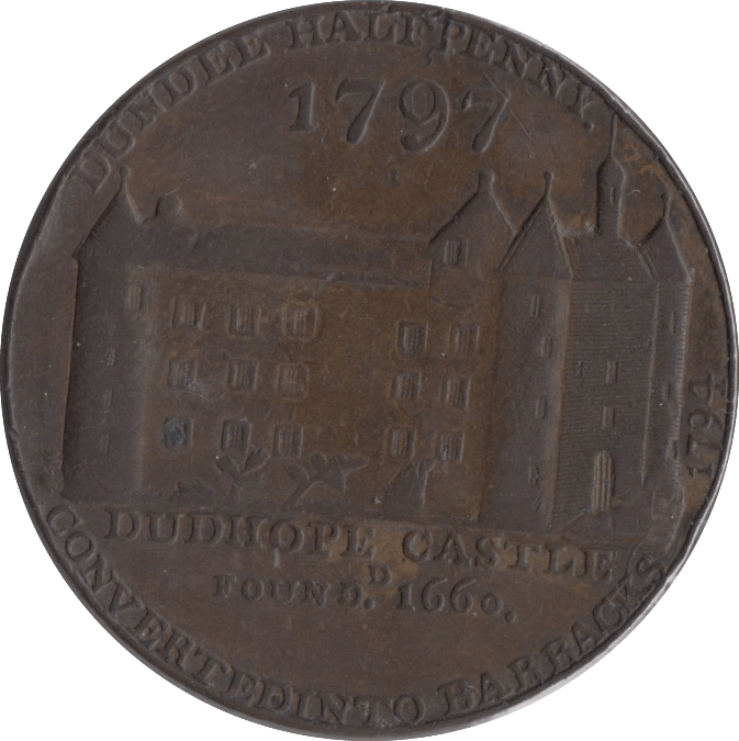1797 HALFPENNY TOKEN DUNDEE CASTLE - HALFPENNY TOKENS - Cambridgeshire Coins