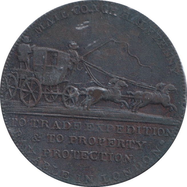 1797 HALFPENNY TOKEN MAIL COACH - HALFPENNY TOKEN - Cambridgeshire Coins