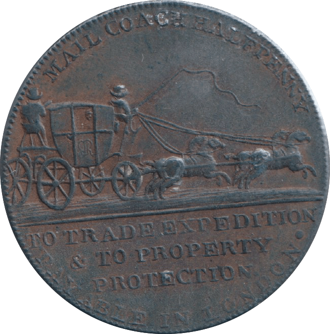 1797 HALFPENNY TOKEN MAIL COACH - HALFPENNY TOKEN - Cambridgeshire Coins