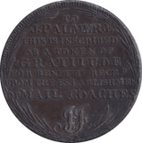 1797 PALMERS STAGE COACH HALFPENNY TOKEN - HALFPENNY TOKEN - Cambridgeshire Coins