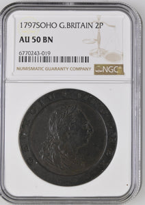 1797 TWOPENCE SOHO AU 50 BN - NGC OTHER COINS - Cambridgeshire Coins
