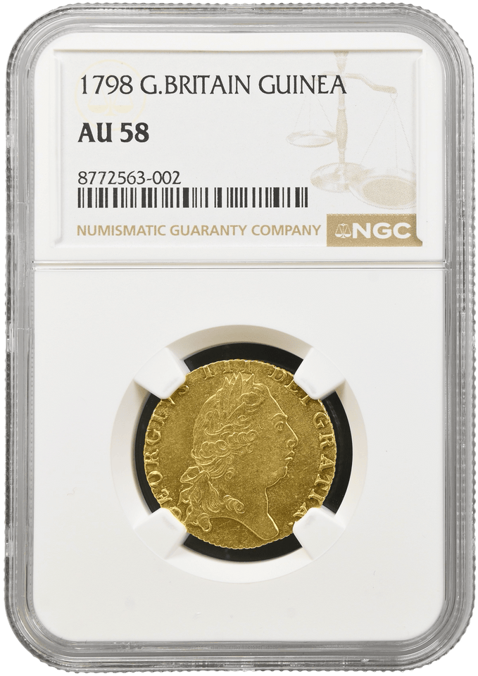1798 GOLD GUINEA AU58 NGC - NGC GOLD COINS - Cambridgeshire Coins