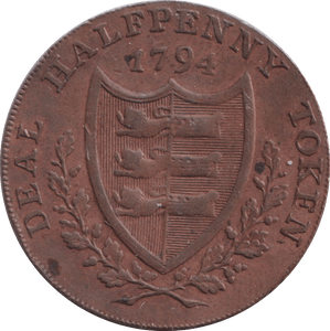 1799 HALFPENNY DEAL TOKEN - HALFPENNY TOKENS - Cambridgeshire Coins