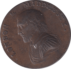 1799 HALFPENNY MIDDLESEX SHAKAEPEARE TOKEN - HALFPENNY TOKENS - Cambridgeshire Coins