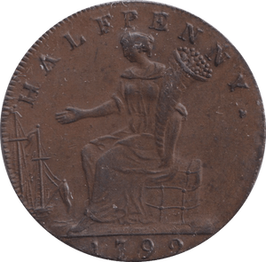 1799 HALFPENNY MIDDLESEX SHAKAEPEARE TOKEN - HALFPENNY TOKENS - Cambridgeshire Coins