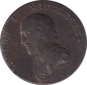 1799 HALFPENNY MIDDLESEX SHAKESPEARE TOKEN - HALFPENNY TOKENS - Cambridgeshire Coins