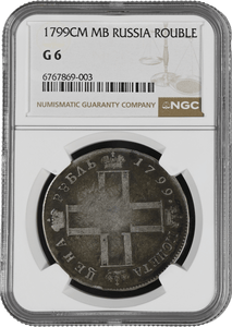 1799 ROUBLE CM MB RUSSIA G 6 NGC - NGC GOLD WORLD - Cambridgeshire Coins