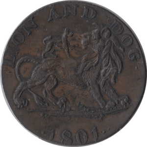 1801 PIDCOCKS MENAGERIE HALFPENNY TOKEN EXETER - HALFPENNY TOKENS - Cambridgeshire Coins