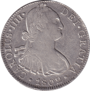1802 SILVER 8 REALES MEXICO SPANISH COLONY - SILVER WORLD COINS - Cambridgeshire Coins