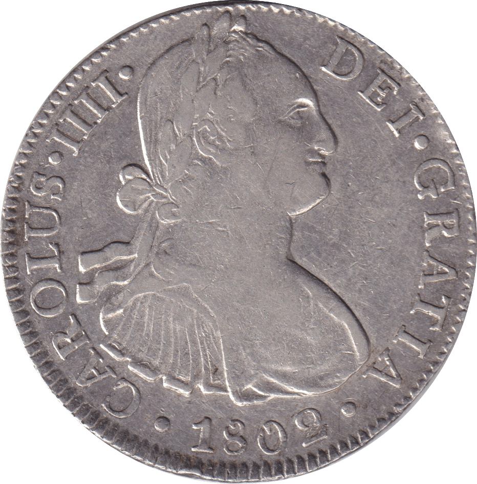 1802 SILVER 8 REALES MEXICO SPANISH COLONY - SILVER WORLD COINS - Cambridgeshire Coins
