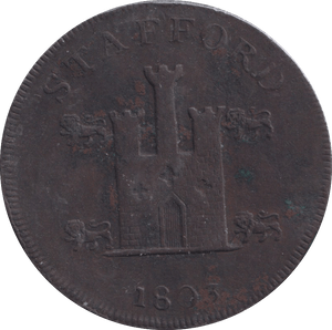 1803 PENNY TOKEN STAFFORDSHIRE CASTLE - PENNY TOKEN - Cambridgeshire Coins