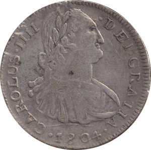 1804 SILVER 8 REALES SPAIN MEXICO SPANISH COLONY - SILVER WORLD COINS - Cambridgeshire Coins