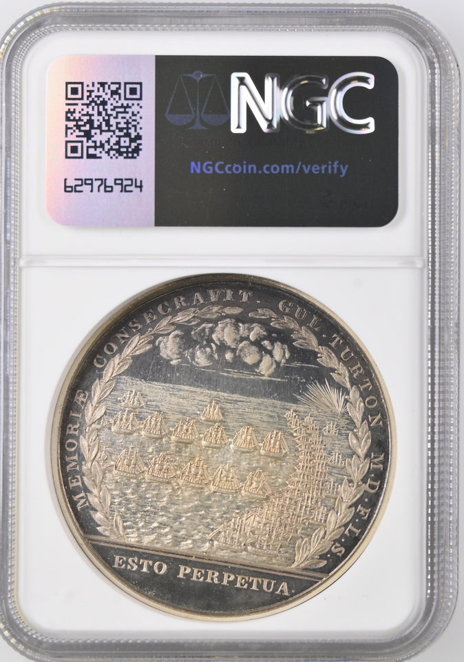 1805 BATTLE OF TRAFALGAR PINCHES 1966 RESTRIKE SILVER MS 66 - NGC OTHER COINS - Cambridgeshire Coins