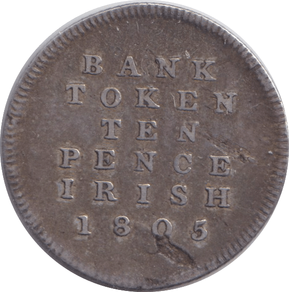 1805 SILVER TEN PENCE BANK TOKEN IRELAND - BANK TOKEN - Cambridgeshire Coins