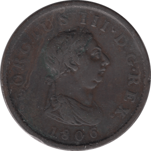 1806 HALFPENNY ( FINE ) - Halfpenny - Cambridgeshire Coins