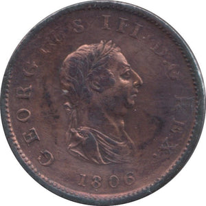 1806 HALFPENNY (FINE) - HALFPENNY - Cambridgeshire Coins